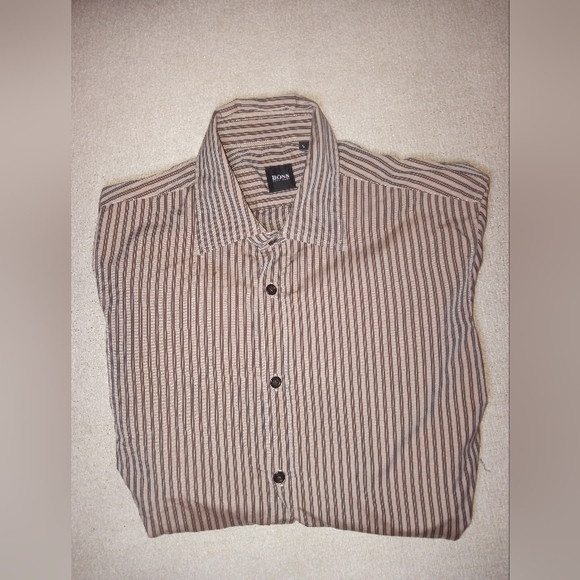 Men's Striped Brown Shirt - Picture 3 of 3